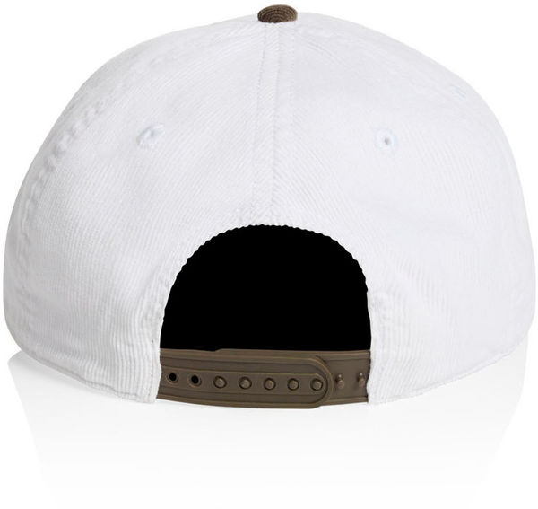 Am image of a Custom AS Colour Class Cord Two Tone Cap in White/Walnut!