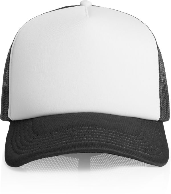 An image of a Custom AS Colour Frame Foam Two Tone Trucker in White/Coal!
