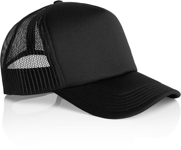 An image of a Custom AS Colour Frame Trucker Cap in Black!