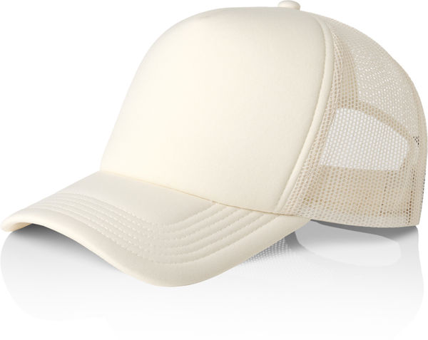 An image of a Custom AS Colour Frame Trucker Cap in Ecru!