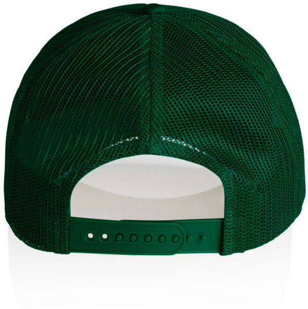 An image of a Custom AS Colour Frame Trucker Cap in Forest Green!