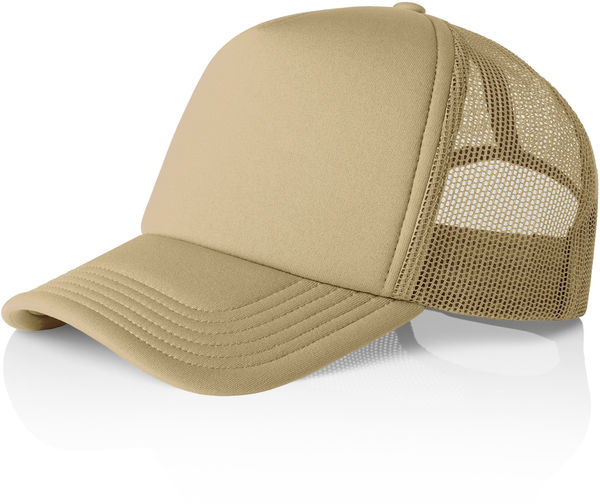 An image of a Custom AS Colour Frame Trucker Cap in Khaki!