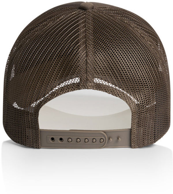 An image of a Custom AS Colour Frame Trucker Cap in Walnut!
