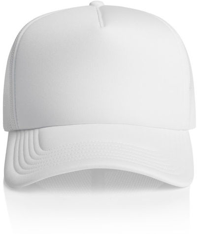Am image of a Custom AS Colour Frame Trucker Cap in White!