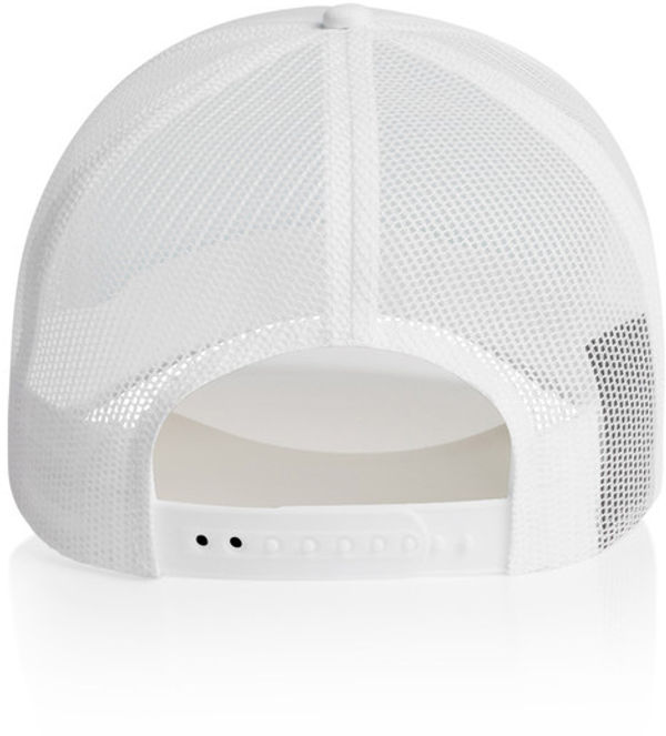 Am image of a Custom AS Colour Frame Trucker Cap in White!