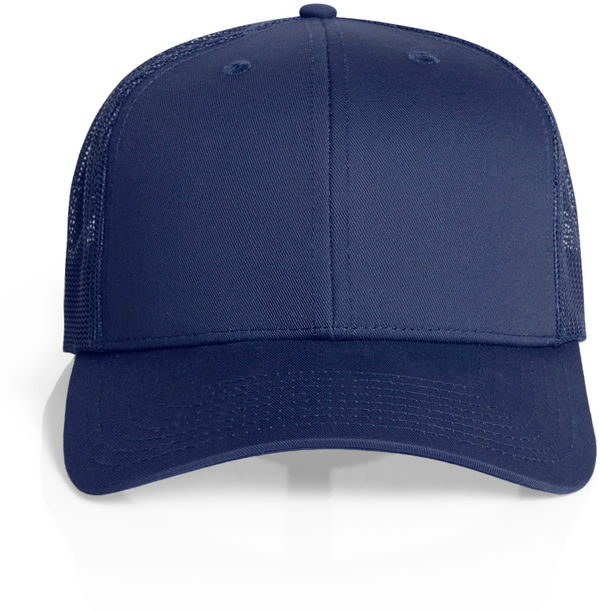 An image of a Custom AS Colour Mesh Trucker Cap in Cobalt!