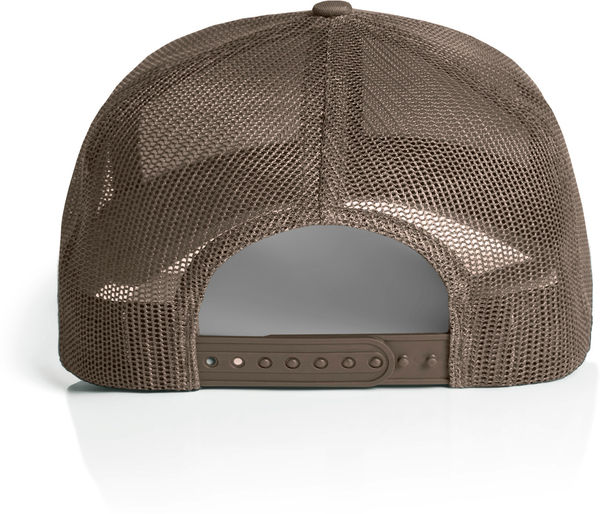 An image of a Custom AS Colour Mesh Trucker Cap in Walnut!