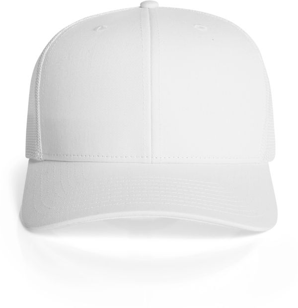 An image of a Custom AS Colour Mesh Trucker Cap in White!
