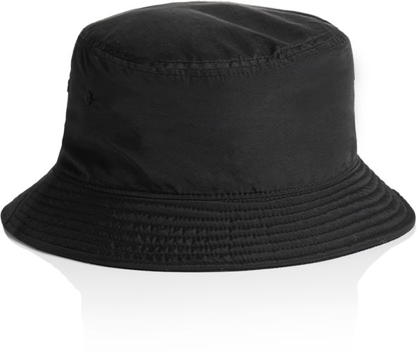 An image of a Custom AS Colour Nylon Bucket Hat in Black!