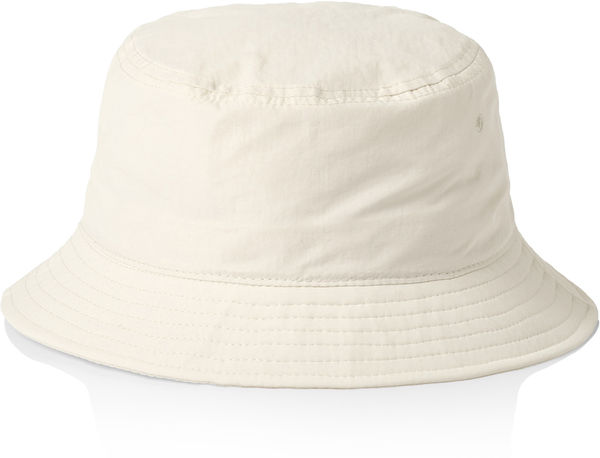 An image of a Custom AS Colour Nylon Bucket Hat in Ecru!