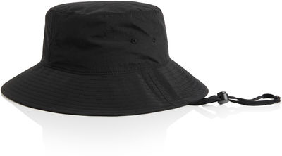 Am image of a Custom AS Colour Nylon Widebrim Bucket Hat in Black!