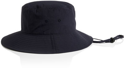 Am image of a Custom AS Colour Nylon Widebrim Bucket Hat in Navy!