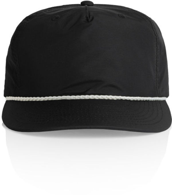 Am image of a Custom AS Colour Surf Rope Cap in Black/White!