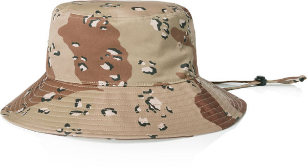 An image of a Custom AS Colour Wide Brim Camo Bucket Hat in Desert Camo!