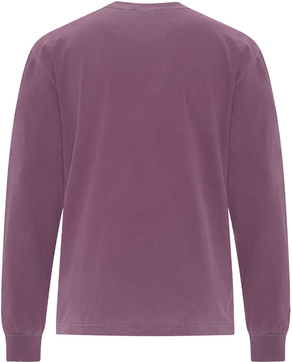 An image of a Custom ATC Authentic Colours Garment Dyed Heavyweight Long Sleeve Tee in Berry!
