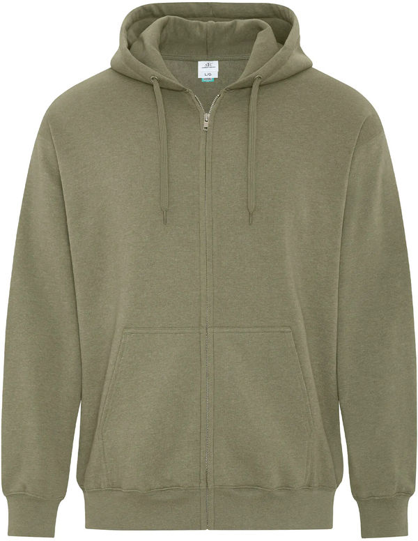 Am image of a Custom ATC Earth Wash Tourbillon Fleece Full Zip Hoodie in Military!