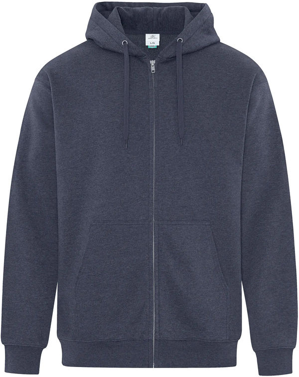 Am image of a Custom ATC Earth Wash Tourbillon Fleece Full Zip Hoodie in Navy!