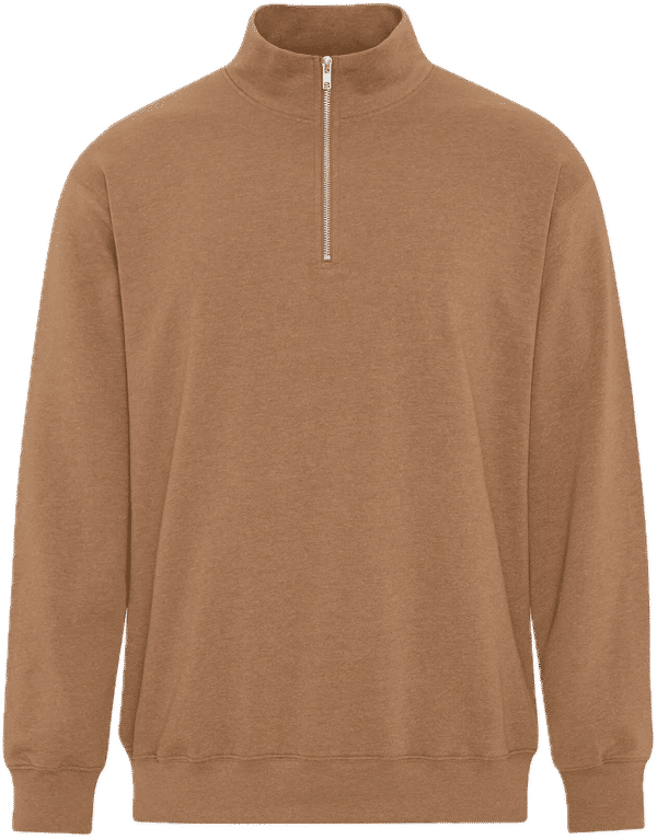 Am image of a Custom ATC Earth Wash Tourbillon Fleece Quarter Zip Sweatshirt in Caramel!