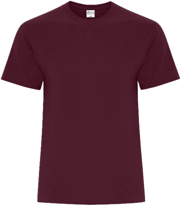 Am image of a Custom ATC Everyday Cotton Blend Tee in Maroon!