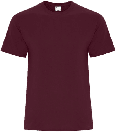 Am image of a Custom ATC Everyday Cotton Blend Tee in Maroon!