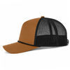 An image of a Custom ATC Everyday Cotton Twill 5 Panel Trucker Rope Cap in Caramel/Black!
