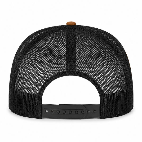 An image of a Custom ATC Everyday Cotton Twill 5 Panel Trucker Rope Cap in Caramel/Black!