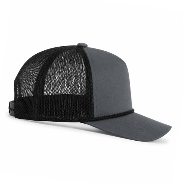 An image of a Custom ATC Everyday Cotton Twill 5 Panel Trucker Rope Cap in Cool Grey/Black!