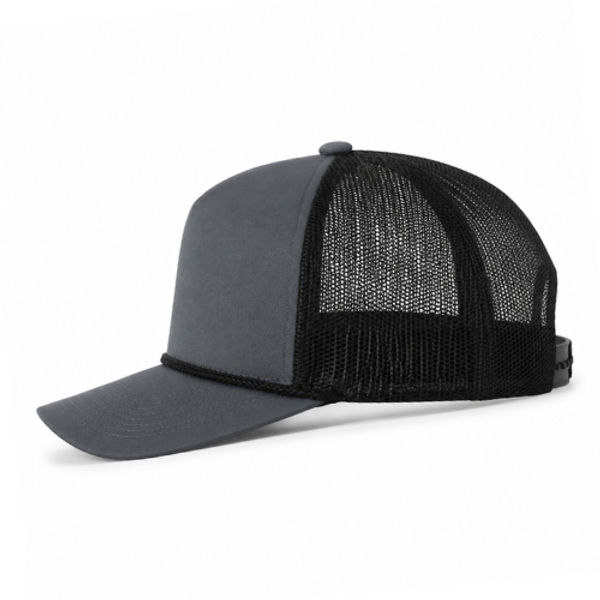 An image of a Custom ATC Everyday Cotton Twill 5 Panel Trucker Rope Cap in Cool Grey/Black!