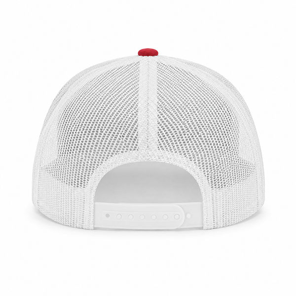 An image of a Custom ATC Everyday Cotton Twill 5 Panel Trucker Rope Cap in Red/White!