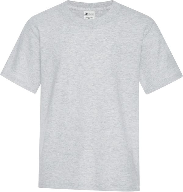 Am image of a Custom ATC Everyday Cotton Youth Tee in Ash Grey!