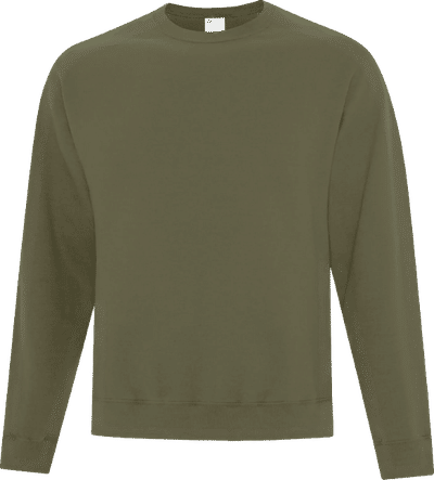 Am image of a Custom ATC Everyday Fleece Crewneck Sweatshirt in Military Green!