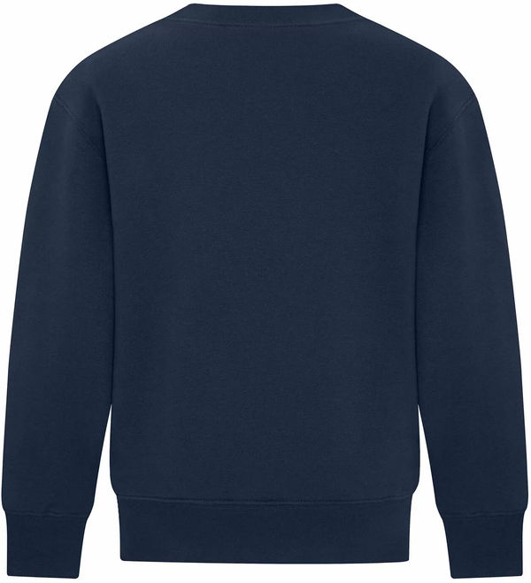Am image of a Custom ATC Everyday Fleece Crewneck Youth Sweatshirt in Navy!