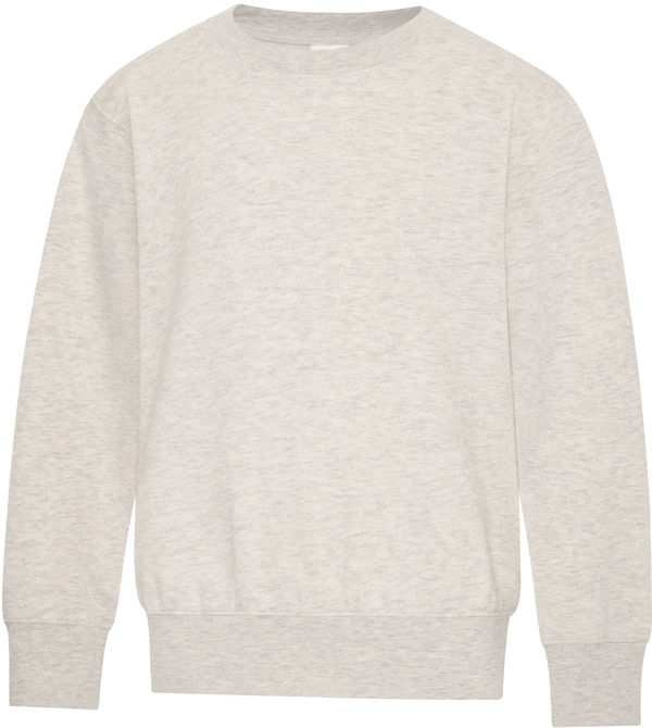 Am image of a Custom ATC Everyday Fleece Crewneck Youth Sweatshirt in Oatmeal Heather!