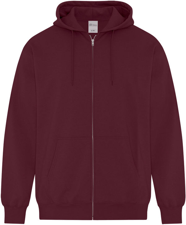 Am image of a Custom ATC Everyday Fleece Full Zip Hooded Sweatshirt in Maroon!