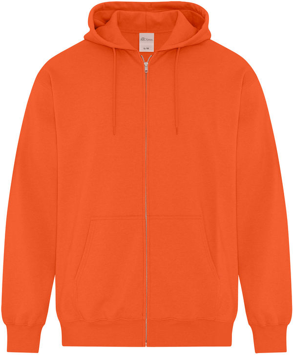 Am image of a Custom ATC Everyday Fleece Full Zip Hooded Sweatshirt in Orange!