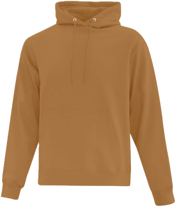 Am image of a Custom ATC Everyday Fleece Hooded Sweatshirt in Caramel!