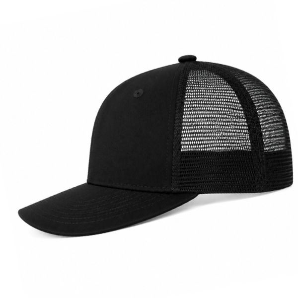 An image of a Custom ATC Everyday Snapback Trucker Cap in Black/Black!