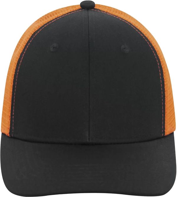 An image of a Custom ATC Everyday Snapback Trucker Cap in Black/Orange!