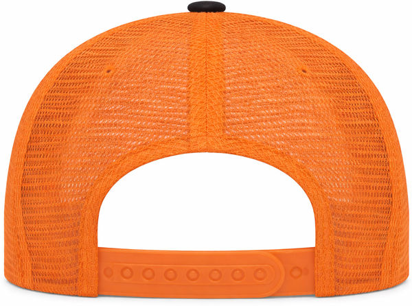 An image of a Custom ATC Everyday Snapback Trucker Cap in Black/Orange!