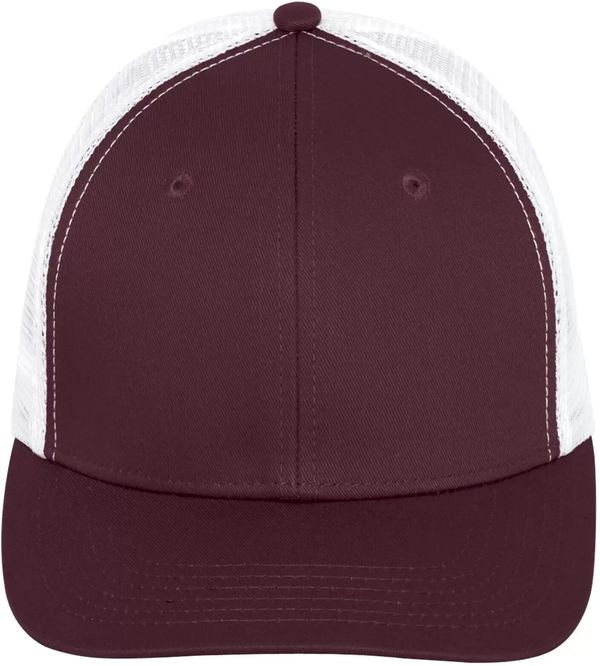 An image of a Custom ATC Everyday Snapback Trucker Cap in Maroon/White!