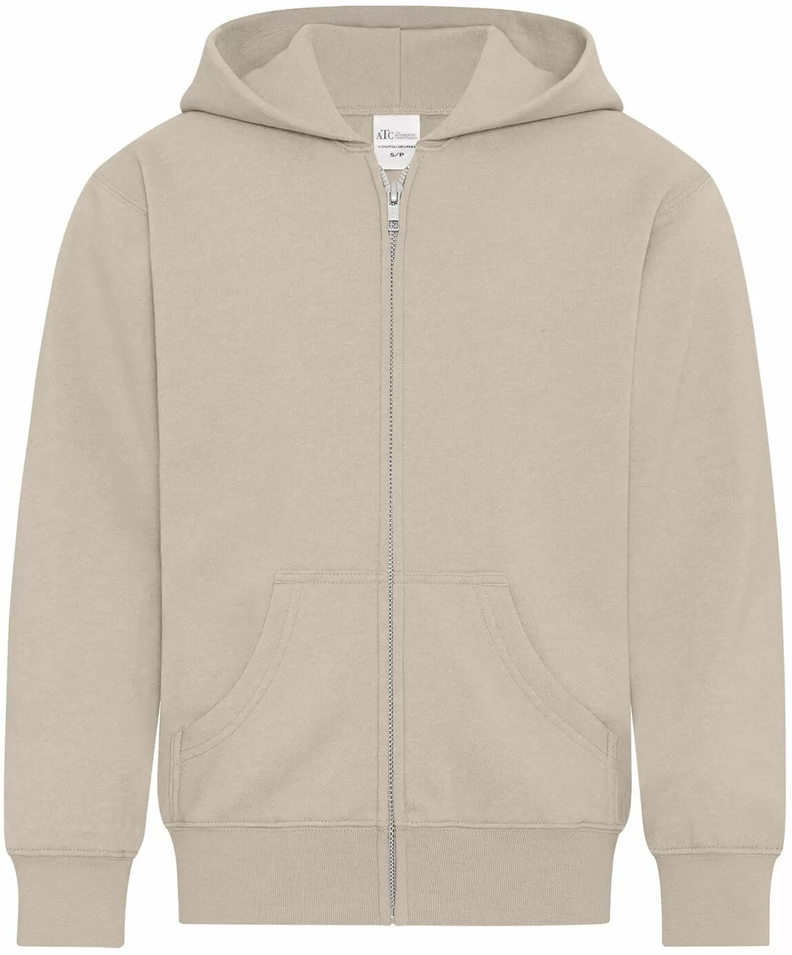 ATC Everyday Youth Fleece Full Zip Hooded Sweatshirt in Sand