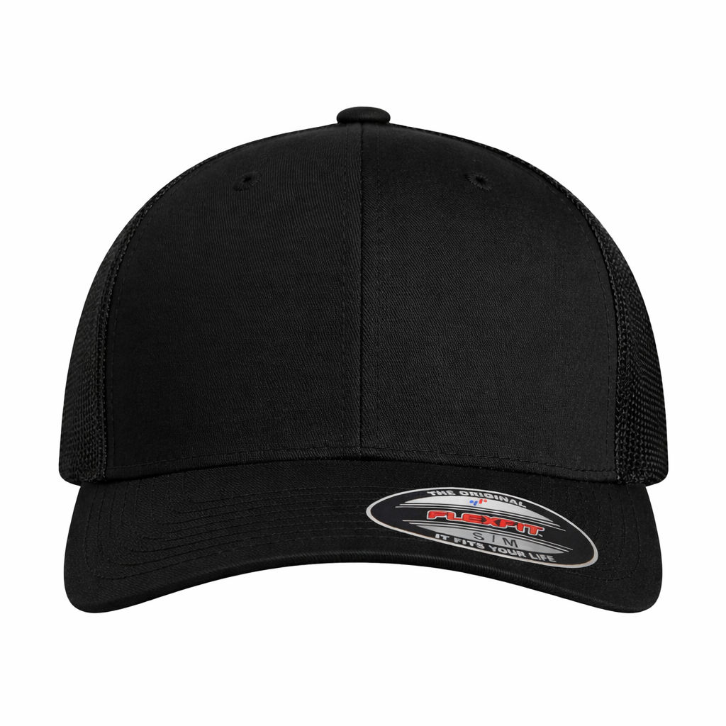 ATC Flexfit® Trucker Mesh Cap in Black/Black