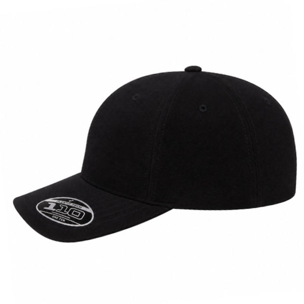 An image of a Custom ATC Flexfit 110 Cool and Dry Mini Pique Cap in Black!
