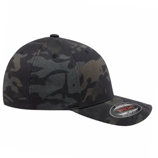 An image of a Custom ATC Flexfit Wooly Combed Cap in MultiCam Black!