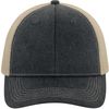 Am image of a Custom ATC Pigment Dyed Trucker Cap in Black/Creme!