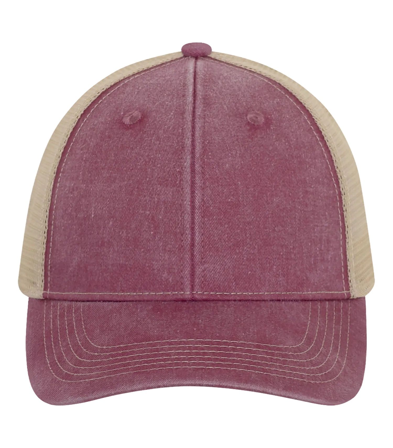 ATC Pigment Dyed Trucker Cap in Maroon/Creme