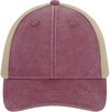 Am image of a Custom ATC Pigment Dyed Trucker Cap in Maroon/Creme!