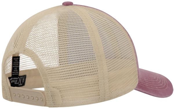 Am image of a Custom ATC Pigment Dyed Trucker Cap in Maroon/Creme!