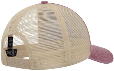 Am image of a Custom ATC Pigment Dyed Trucker Cap in Maroon/Creme!