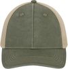 Am image of a Custom ATC Pigment Dyed Trucker Cap in Military Green/Creme!